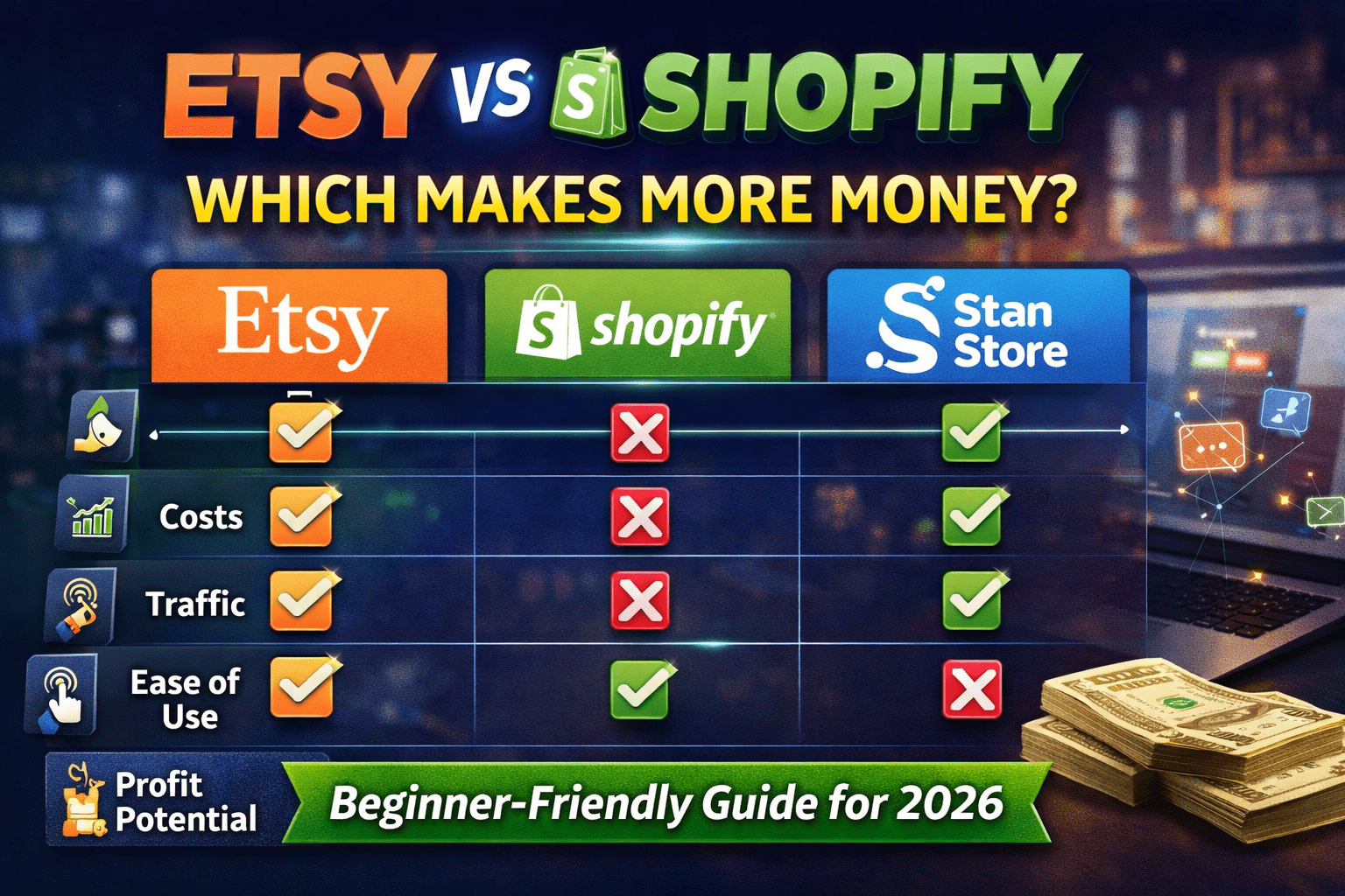 Choosing the right platform to sell online can feel overwhelming. You have probably heard of Etsy, Shopify, and Stan Store. E